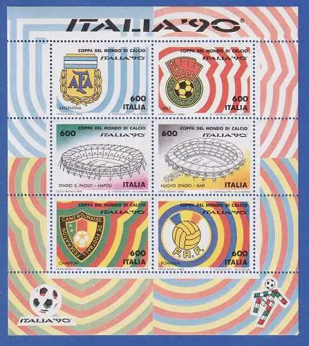 Italien 1990 Blockausgabe Fussball-WM  6x600 Lire  Mi.-Nr. Block 4 **