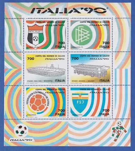 Italien 1990 Blockausgabe Fussball-WM  6x700 Lire  Mi.-Nr. Block 6 **