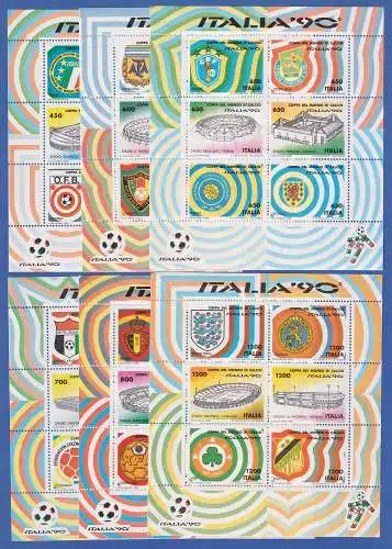 Italien 1990 Blockausgaben-Satz Fussball-WM 6 Blocks Mi.-Nr. Block 3-8 **