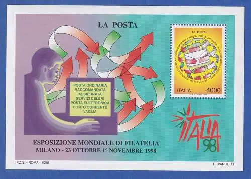 Italien 1998 Blockausgabe  ITALIA `98 Tag der Post Mi.-Nr. Block 18 **