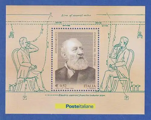 Italien 2003 Blockausgabe Antonio Meucci, Telefon Mi.-Nr. Block 31 **