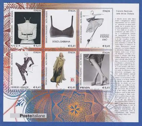 Italien 2002 Blockausgabe Design Damenmode Mi.-Nr. Block 30 **