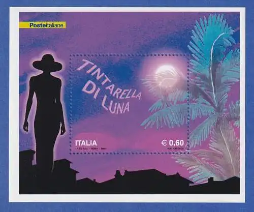 Italien 2009 Blockausgabe Lied "Tintarella di luna" Mond, Palme Mi.-Nr. Bl. 42