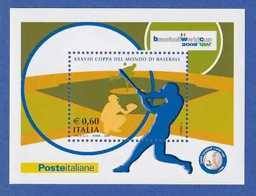 Italien 2009 Blockausgabe Baseball Weltmeisterschaft Mi.-Nr. Block 43 **