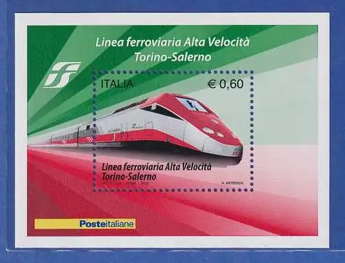 Italien 2010 Blockausgabe Zug Frecciarossa Turin-Salerno Mi.-Nr. Block 49 **