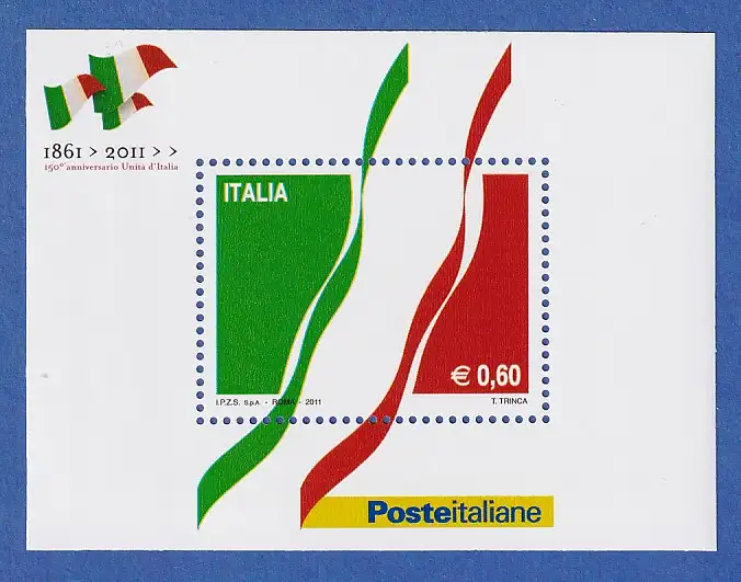 Italien 2011 Blockausgabe 150 Jahre Einheit Italiens Mi.-Nr. Block 51 **