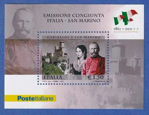 Italien 2011 Blockausgabe Anita und Giuseppe Garibaldi Mi.-Nr. Block 63 **