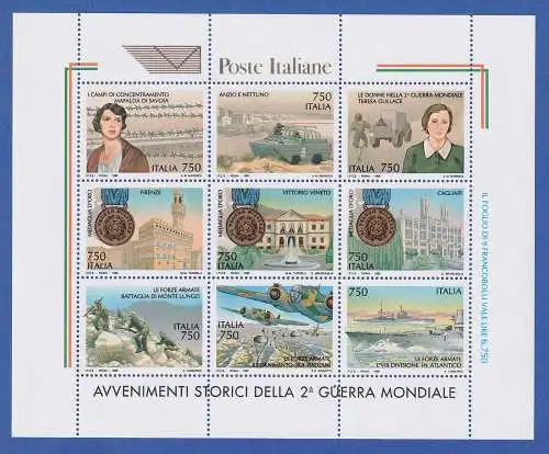 Italien 1995 Kleinbogen Ereignisse im 2. Weltkrieg  Mi.-Nr. 2368-76 **