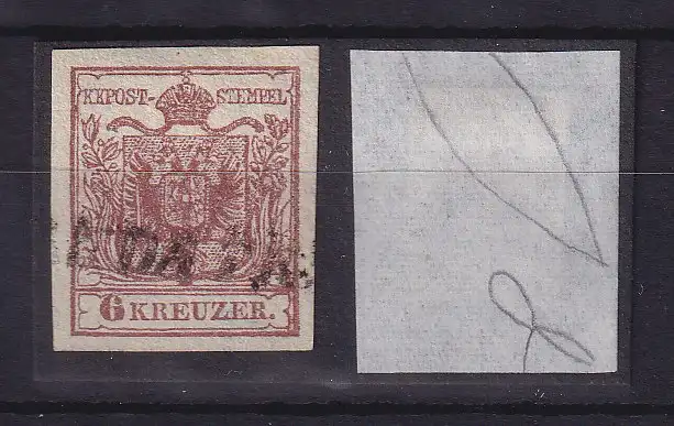 Österreich 1850 Wappen 6 Kr Mi.-Nr. 4 X mit Wasserzeichen  gestempelt