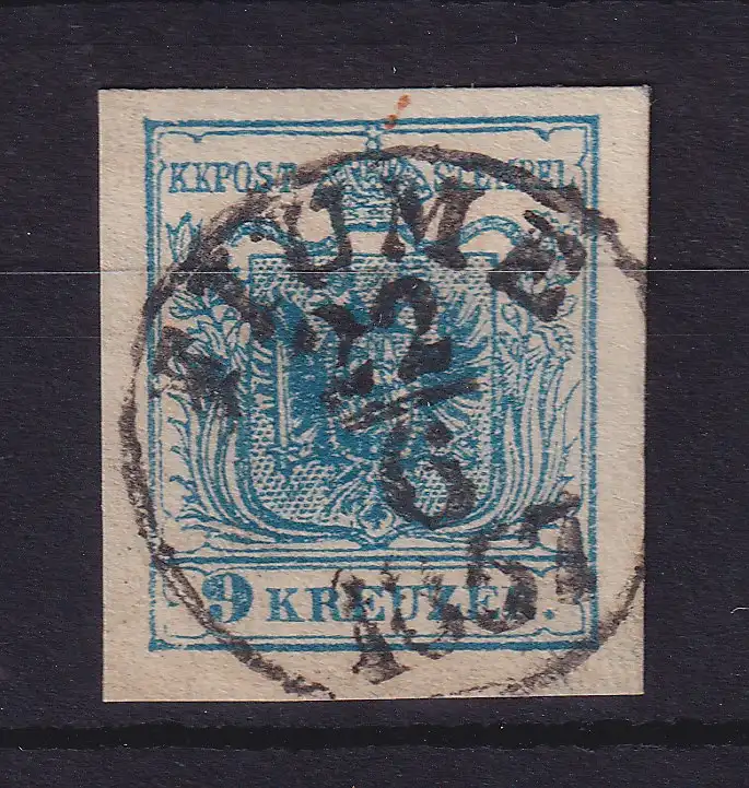 Österreich Wappen 9 Kr Mi.-Nr. 5 Y  O FIUME 1857