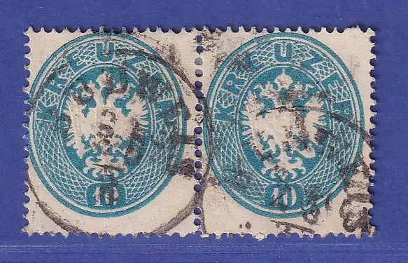 Österreich 1863 Wappen 10 Kreuzer Mi.-Nr. 27 waag. Paar O BUDWEIS