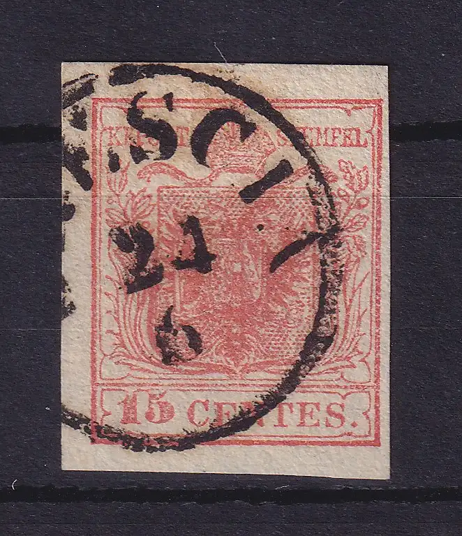 Lombardei-Venetien 1850 Wappen 15 C Mi.-Nr. 3 X III gestempelt