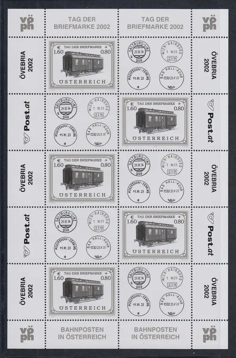 Österreich 2002 Tag der Briefmarke Mi.-Nr. 2380 Schwarzdruck-Kleinbogen **