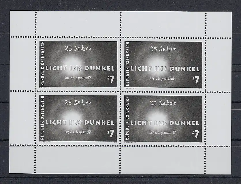Österreich 1997 Licht ins Dunkel Mi.-Nr. 2238  Schwarzdruck-Kleinbogen **