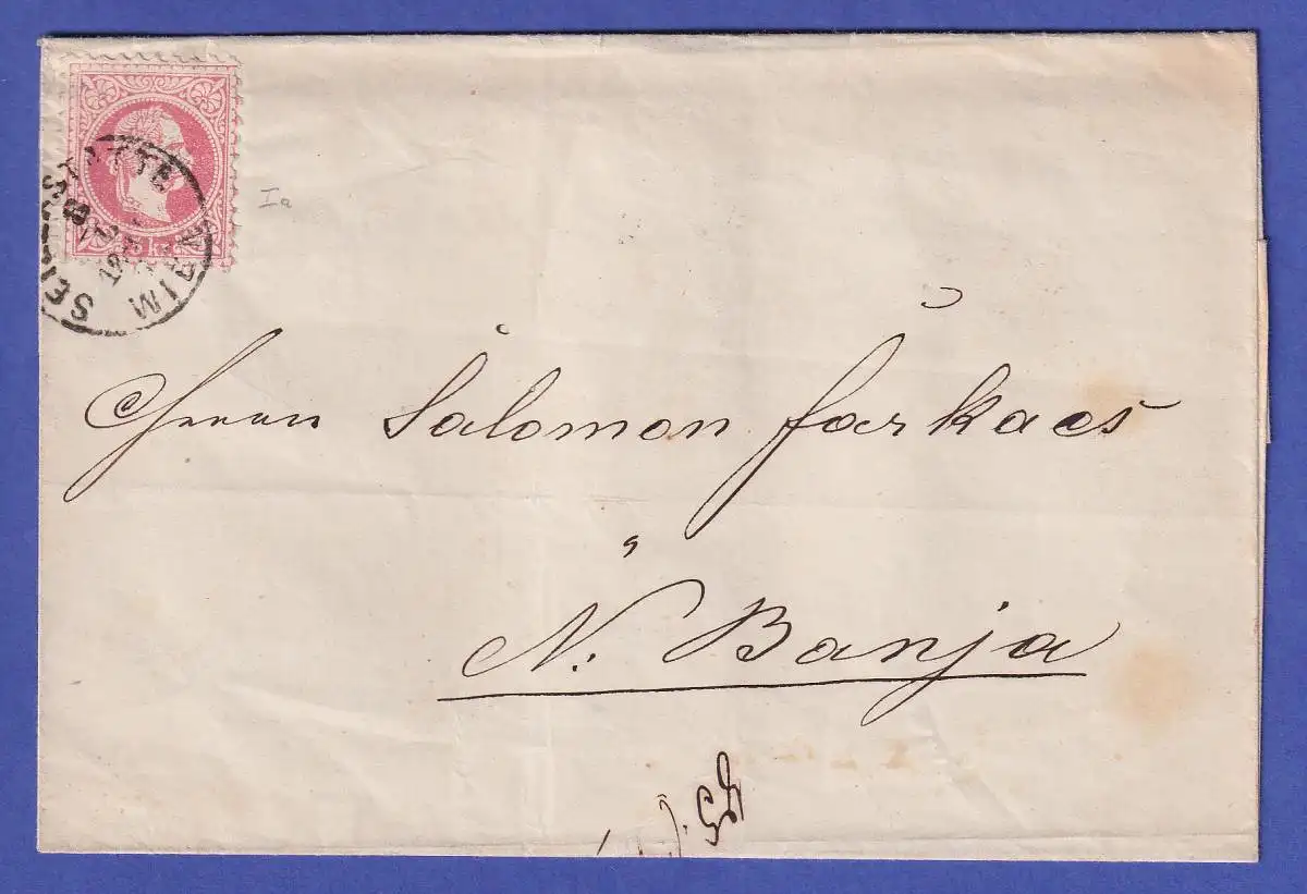 Österreich 5 Kr Mi.-Nr. 37 I auf Brief O SEILERSTÄTTE (Wien) nach NAGYBÁNYA 1872