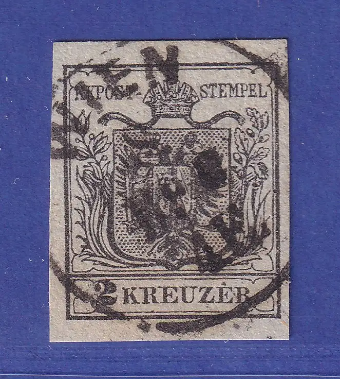 Österreich Wappen 2 Kr  Mi.-Nr. 2 X a  O WIEN