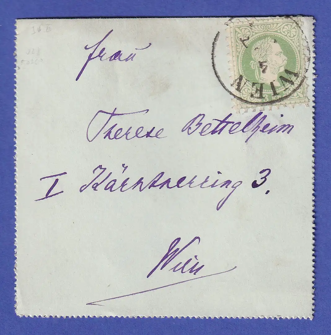 Österreich Franz Joseph 3 Kr Mi.-Nr. 36 II auf kleinem Brief O WIEN
