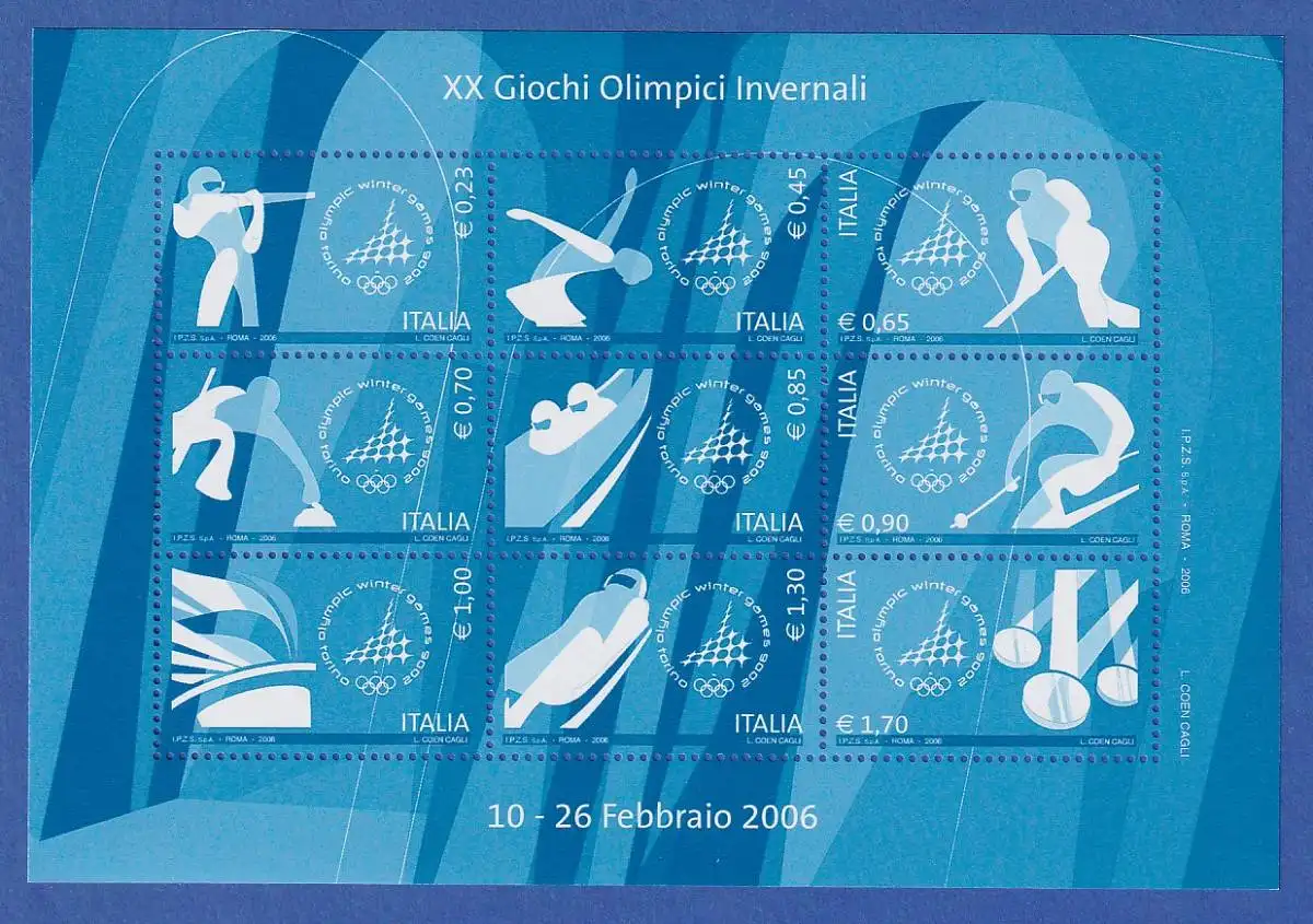 Italien 2006 Kleinbogen Olympische Winterspiele Turin  Mi.-Nr. 3081-89 **