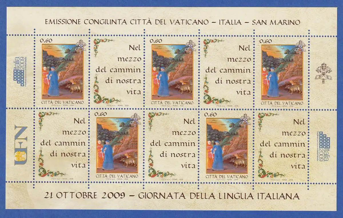 Italien 2009 Kleinbogen Briefmarkenausst. ITALIA 2009, Rom  Mi.-Nr. 3335 **