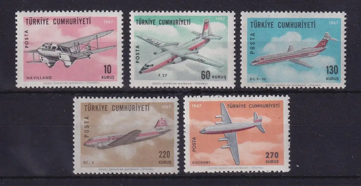Türkei 1967 Flugzeuge Mi.-Nr. 2046-2050 postfrisch **