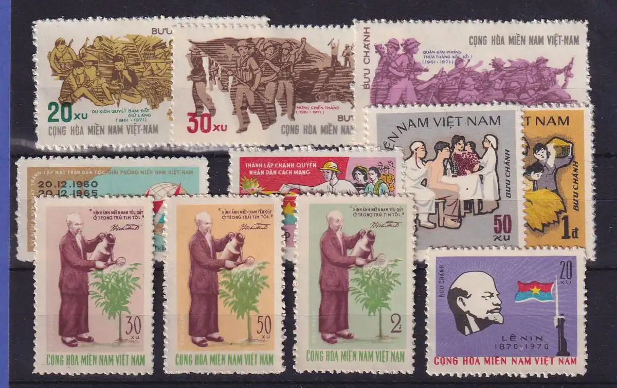 Vietnam Vietcong Lot 11 Werte ungestempelt (*)