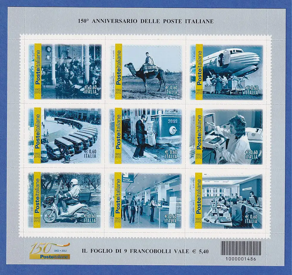 Italien 2012 Postreform Mi.-Nr. 3527-35 Folienblatt **