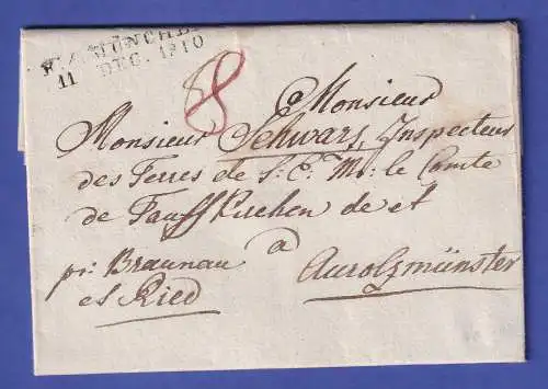Bayern Vorphila-Brief mit Rayon-Stempel R.4.MÜNCHEN nach Aurolzmünster 1810