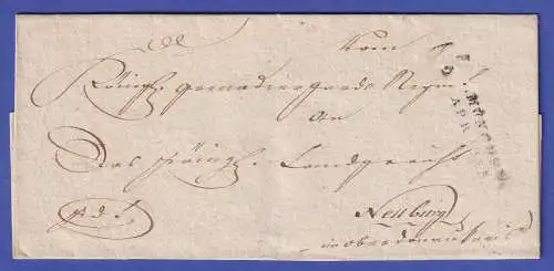 Bayern Vorphila-Brief mit Zweizeiler .MÜNCHEN nach Neuburg/Donau 1825