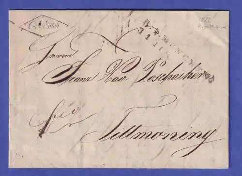 Bayern Vorphila-Brief mit Rayon-Stempel R.4.MÜNCHEN nach Tittmoning 1822