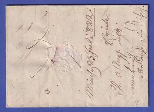 Bayern Vorphila-Brief mit Rayon-Stempel R.4.MÜNCHEN nach Tittmoning 1822