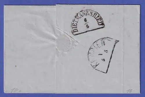 Bayern 6 Kr blau Mi.-Nr. 10 auf R-Brief aus München nach Passau 1862