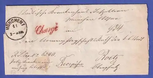 Bayern R-Brief mit Einkreis-O MÜNCHEN nach RÖTZ/Oberpfalz 1870