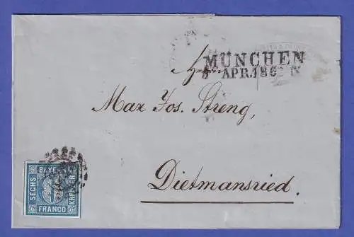 Bayern 6 Kr blau Mi.-Nr. 10 a auf Brief aus München nach Dietmannsried 1862