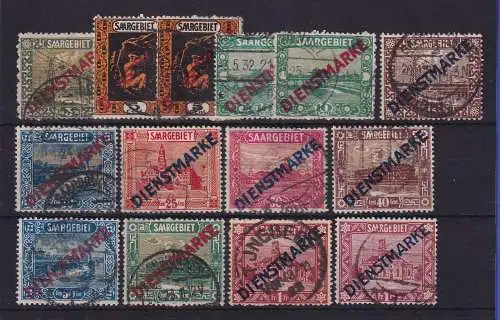 Saargebiet 1922 Dienstmarken Mi.-Nr. 1 I - 11 I und II gestempelt