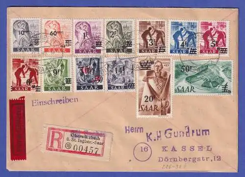 Saarland 1948 Freimarken Mi.-Nr. 226-238 II auf R-Brief O ST. INGBERT n. Kassel