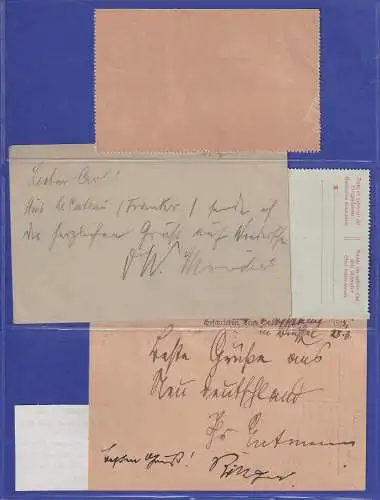 Dt. Feldpost 1. WK 3 Karten mit O K.D.FELDPOSTSTATION No.42 u. Karte an Absender