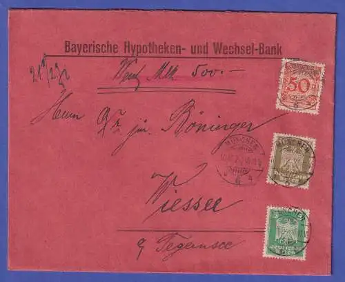 Deutsches Reich 1924 Mi.-Nr. 342, 356, 360 auf Wertbrief O MÜNCHEN nach Wiessee