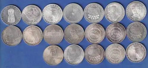 Konvolut 19 Stück 5DM-Silber-Gedenkmünzen Bundesrepublik