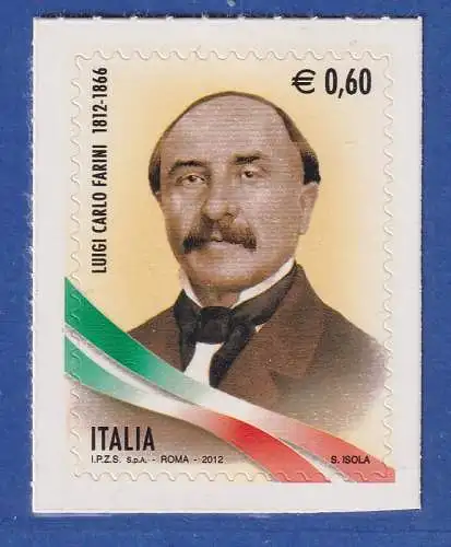 Italien 2012 Luigi Carlo Farini, Arzt, Politiker  Mi.-Nr. 3577 **