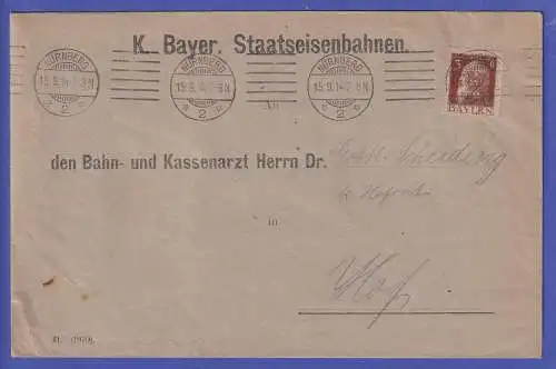 Bayern 1914 Luitpold 3 Pf Mi.-Nr. 76 als EF auf Drucksache O NÜRNBERG