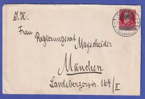 Bayern 1915 Ludwig III. 10 Pf Mi.-Nr. 96 I auf Brief O GARMISCH-PARTENKIRCHEN