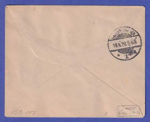 Bayern 1920 Freistaat Mi.-Nr. 159, 173 auf R-Brief O DACHAU  INFLA-gepr.