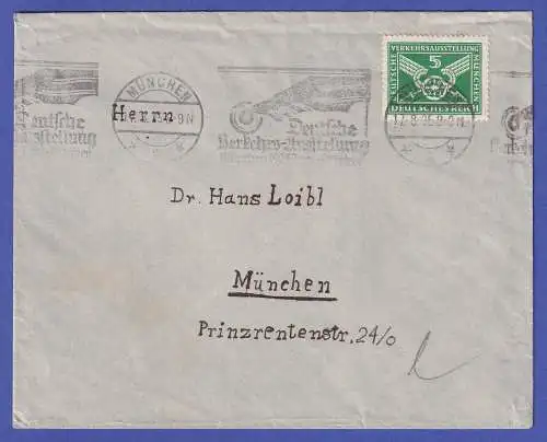Dt. Reich 1925 Verkehrsausstellung Mi.-Nr. 370Y auf Brief O MÜNCHEN