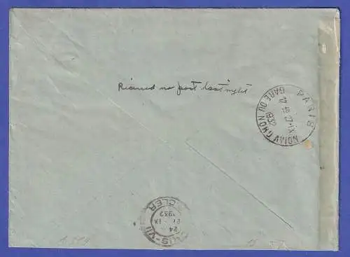Dt. Reich 1927 Mi.-Nr. A379 Eckranddreierstreifen auf Luftpost-Brief O NÜRNBERG