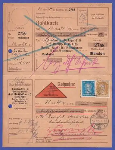 Dt. Reich 1928 Goethe Mi.-Nr. 386 und 393 auf Nachnahme-Karte O LANDSHUT