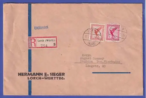Dt. Reich 1931 Luftpostmarken Adler Mi.-Nr. 379 und 381 auf R-Brief O LORCH 