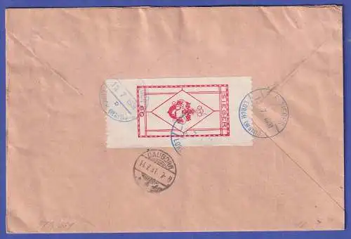 Dt. Reich 1931 Luftpostmarken Adler Mi.-Nr. 379 und 381 auf R-Brief O LORCH 