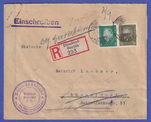 Dt. Reich 1929 F. Ebert Mi.-Nr. 412 und 417 in MiF auf R-Brief O DÜSSELDORF