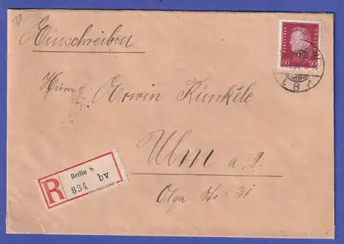 Dt. Reich 1931 F. Ebert Mi.-Nr. 421 als EF auf R-Brief O BERLIN gel. nach Ulm