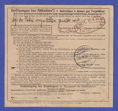 Dt. Reich 1933 Mi.-Nr. 343 und 437 in MiF auf Paketkarte O FRANKFURT (MAIN)